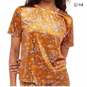 Savage X Fenty Psychedelic Velvet Sleep Top in Orange Floral